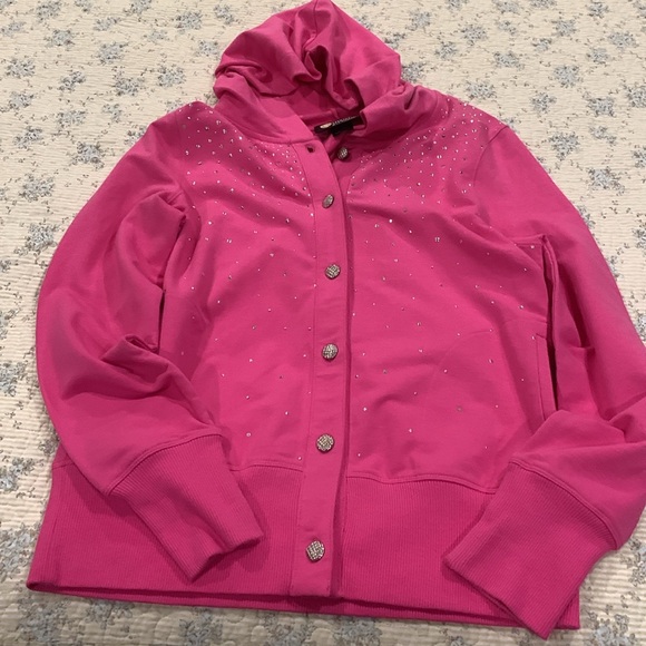 Christine Alexander Pink hoodie with Swarovski Crystal Studs Size S Perfect Cond - Picture 10 of 12